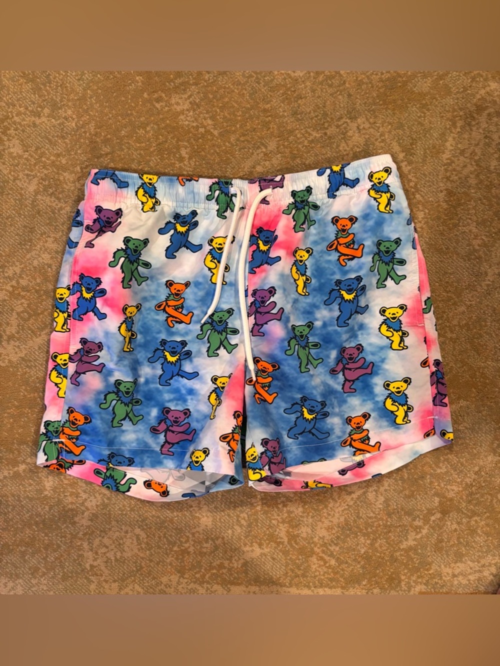 Grateful Dead Dancing Bears Swim Trunks Shorts Men’s S Tie  Dye Ripple Junction
